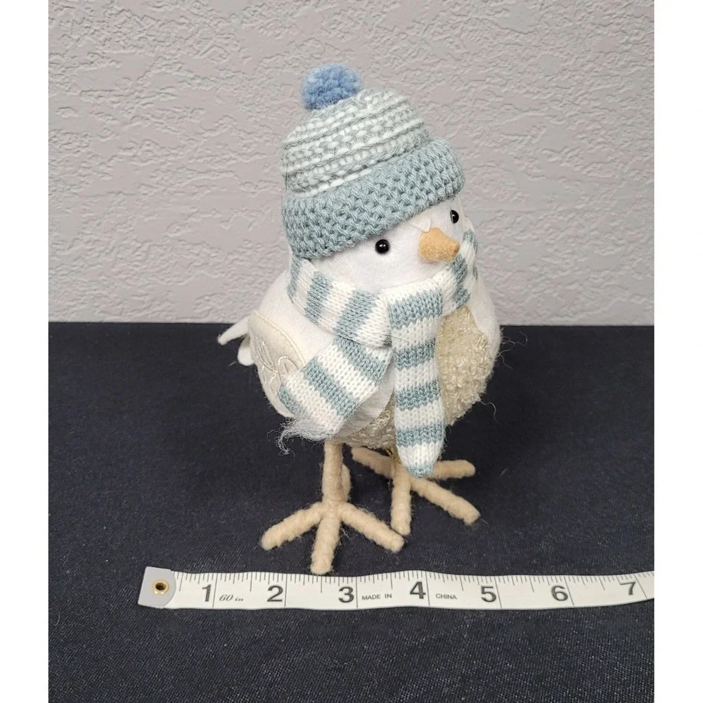 Featherly Friends Bird 2022 Weft Fabric Bird Blue Striped Scarf
